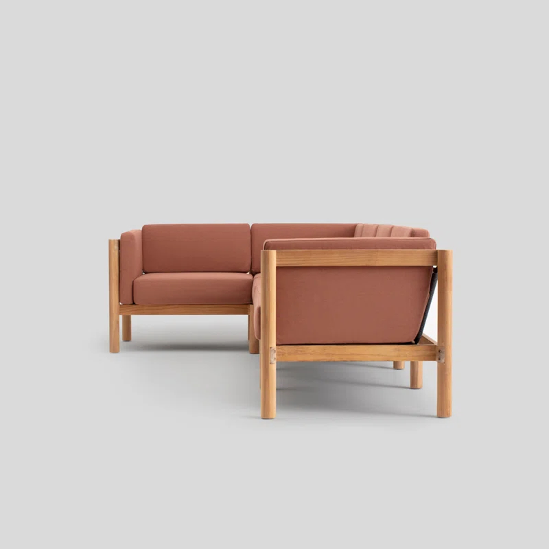 Haven 114'' Wide Outdoor Teak Reversible Patio Sectional with Sunbrella Cushions