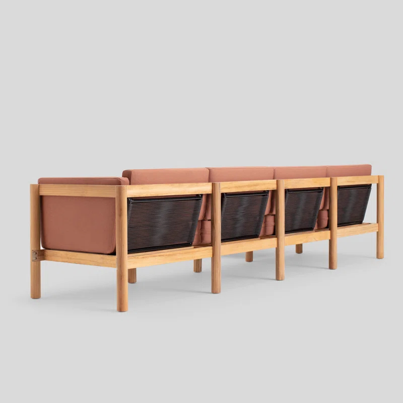 Haven 114'' Wide Outdoor Teak Reversible Patio Sectional with Sunbrella Cushions