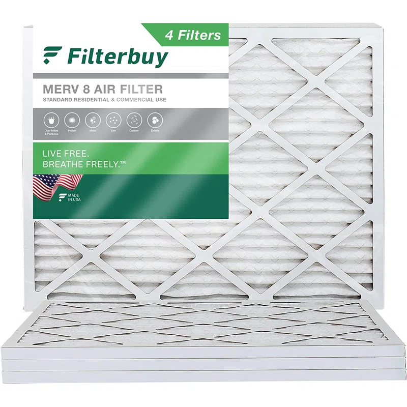 Filterbuy Filterbuy 14x20x1 Air Filter MERV 8, Pleated HVAC AC Furnace Filters Replacement (Set of 4)