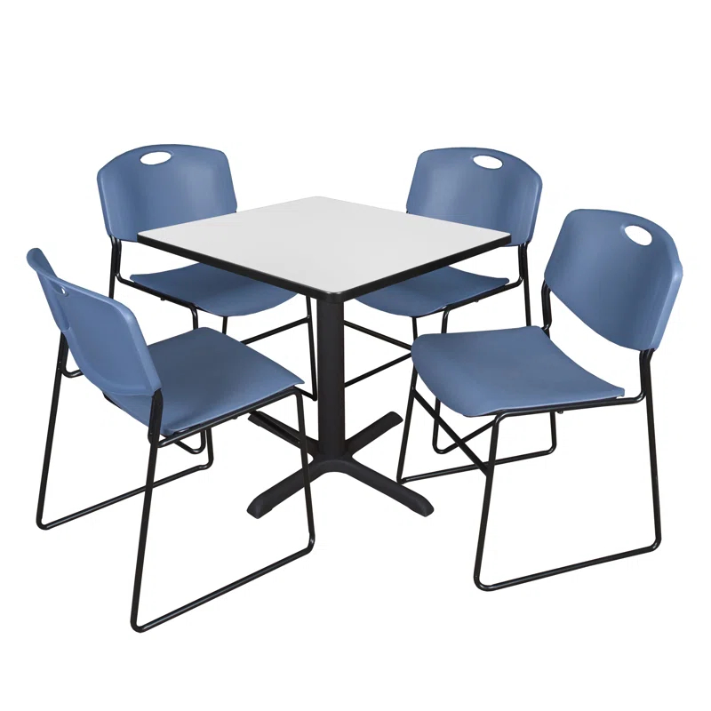 Regency Regency Cain Square X-Base Breakroom Table & 4 Zeng Stack Chairs