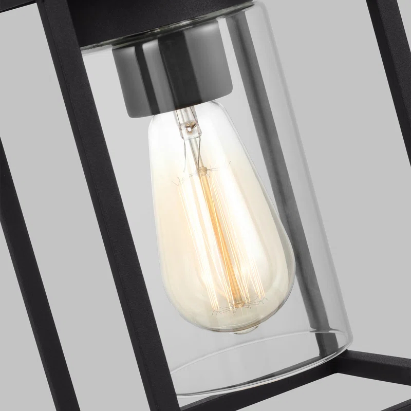 Vado Transitional Black Aluminum Outdoor Ceiling Flush Mount with Clear Glass