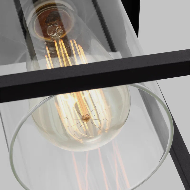 Vado Transitional Black Aluminum Outdoor Ceiling Flush Mount with Clear Glass