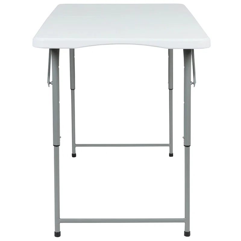 Flash Furniture Parker Height Adjustable Bi-Fold Plastic Folding Table with Carrying Handle