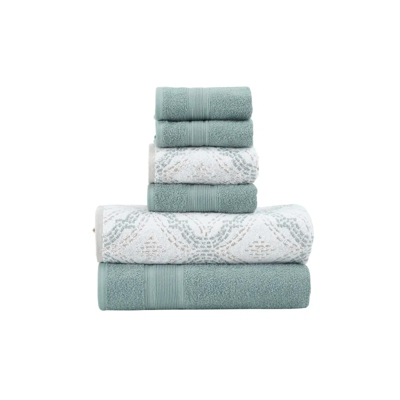 Modern Threads Modern Threads Capri 6-Piece Reversible Yarn Dyed Jacquard Towel Set - Bath Towels, Hand Towels, & Washcloths - Super Absorbent & Quick Dry