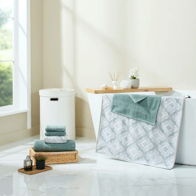 Modern Threads Modern Threads Capri 6-Piece Reversible Yarn Dyed Jacquard Towel Set - Bath Towels, Hand Towels, & Washcloths - Super Absorbent & Quick Dry