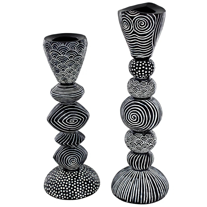 Design Toscano Tribal Funk 2 Piece Candlestick Set
