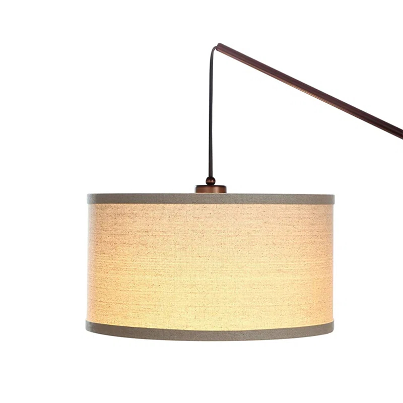Brightech Hudson 70 in. Modern Height-Adjustable LED Tall Standing Floor Lamp with Beige Fabric Drum Shade