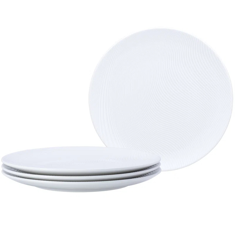 Noritake Colorscapes White-on-White Dune Coupe Dinner Plates, 11"