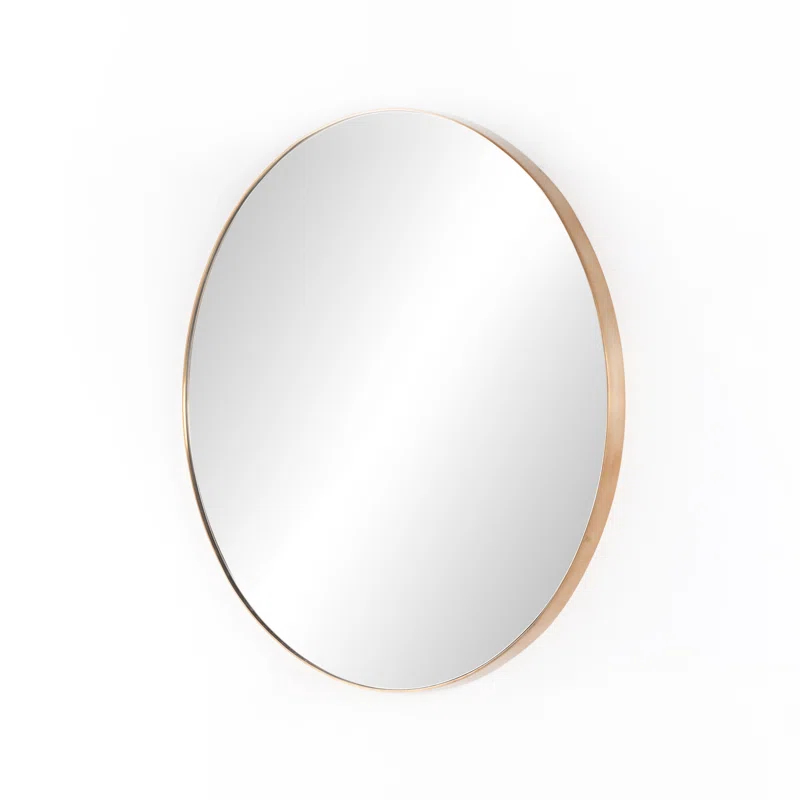 47" Polished Brass Round Wall Mirror with Aluminum Frame