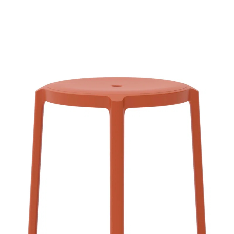Eco-Friendly Orange Recycled PET Metal Barstool, 24.75'' Height
