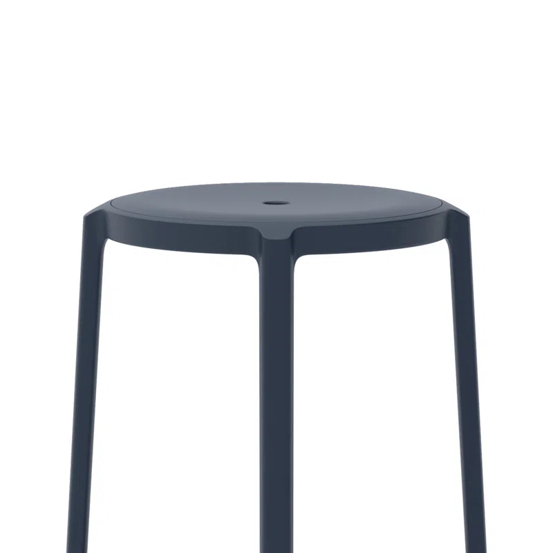 Dark Blue Recycled PET and Metal Counter Stool