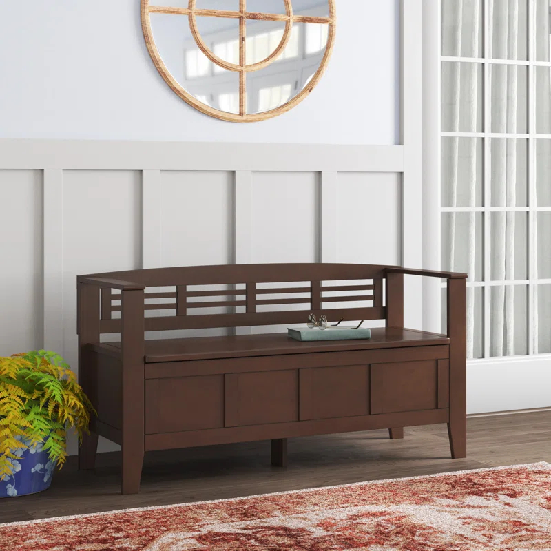 Simpli Home Adams 48"W Solid Wood Contemporary Entryway Storage Bench with Lift-Top Lid and Dual Compartments & Reviews | Wayfair