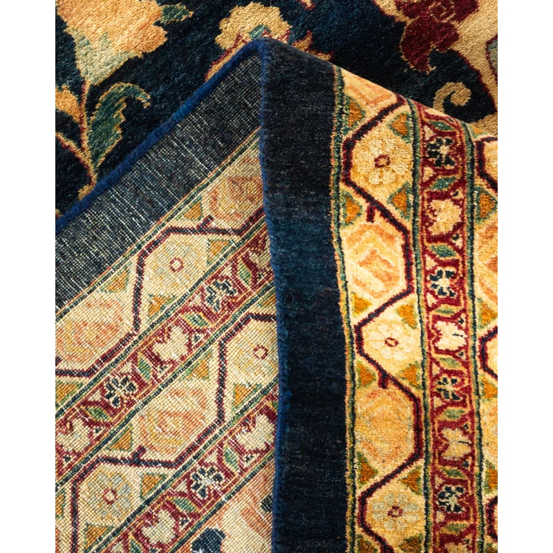 Hand-Knotted Wool Oriental Traditional Blue Area Rug 11' 10" x 17' 4"
