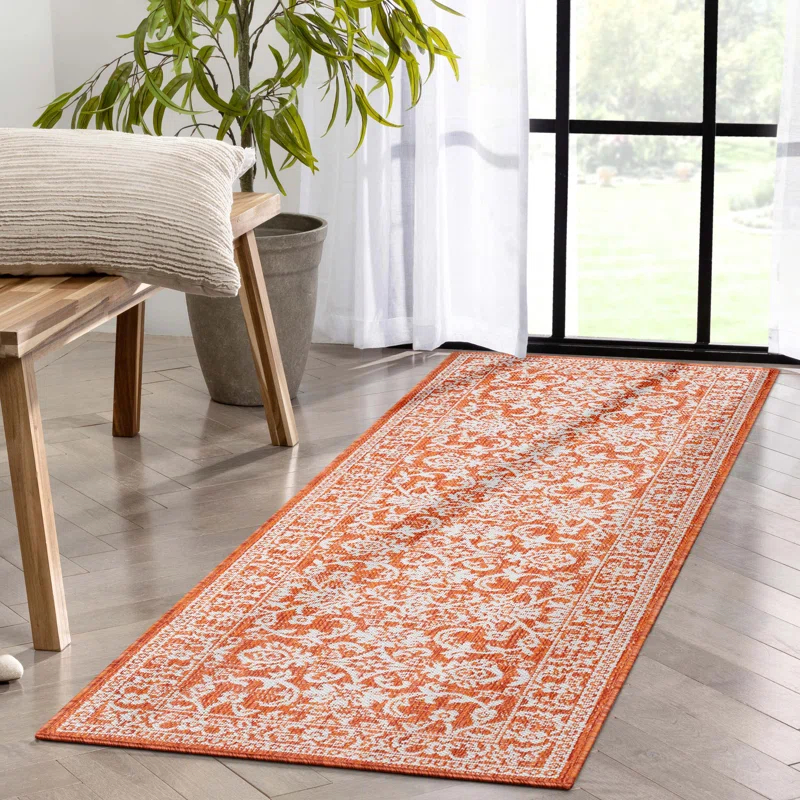 Lia Delphi Persian Oriental Orange Indoor/Outdoor Area Rug