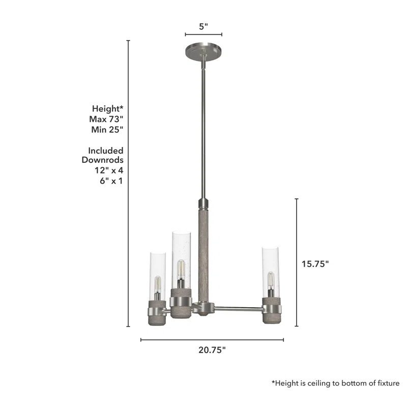 Hunter River Mill 3 Light Chandelier Ceiling Light Fixture