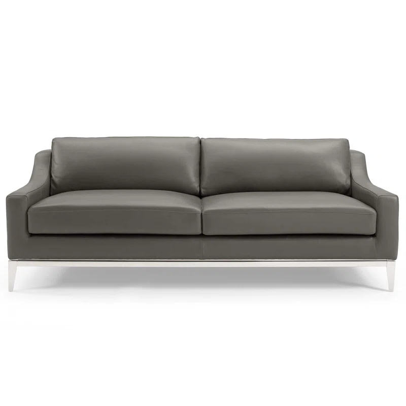 Harness 83.5" Stainless Steel Base Leather Sofa by Modway