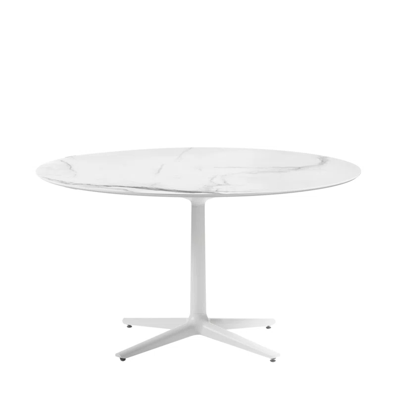 Kartell Multiplo Round Stone Top Metal Base Dining Table