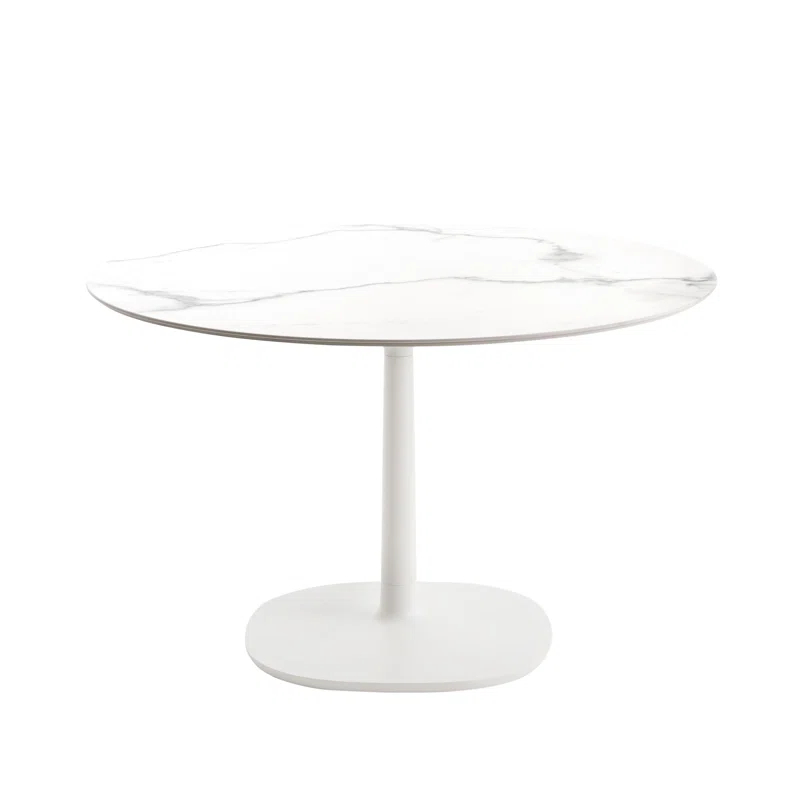 Kartell Multiplo Round Stone Top Metal Base Dining Table