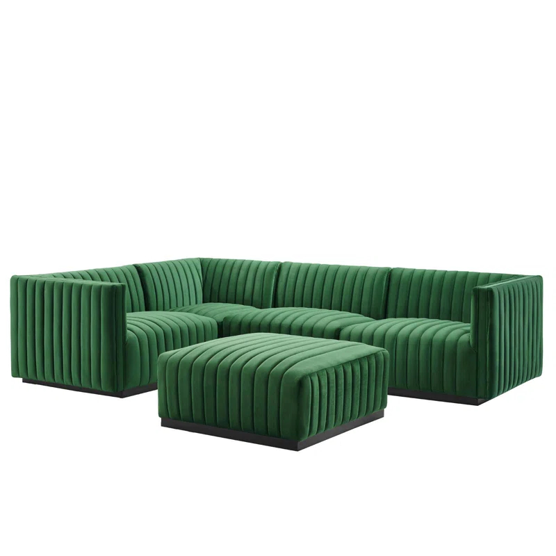 ESTETICA FURNITURE Modway Conjure Channel Tufted Performance Velvet 5-Piece Sectional