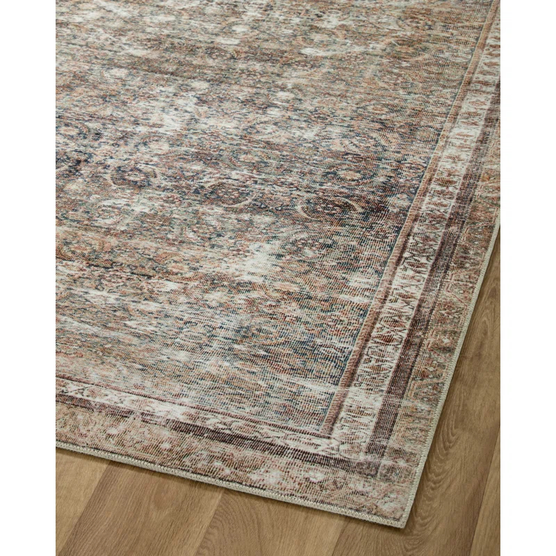 Chris Loves Julia x Loloi Jules Oriental Power Loomed Polyester Area Rug in Ink / Terracotta