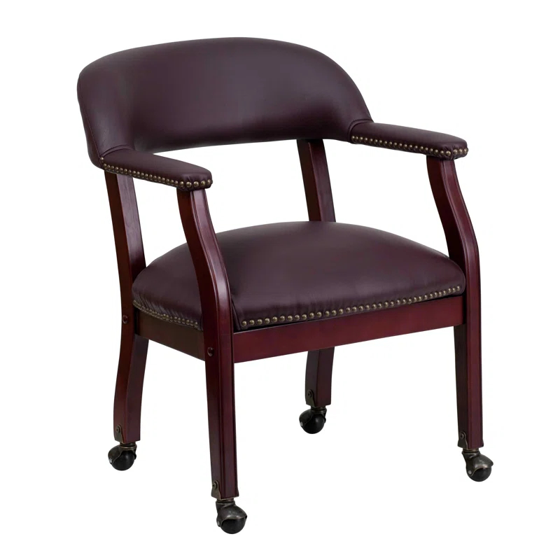 Leather Seat Waiting Room Chair with Wood Frame