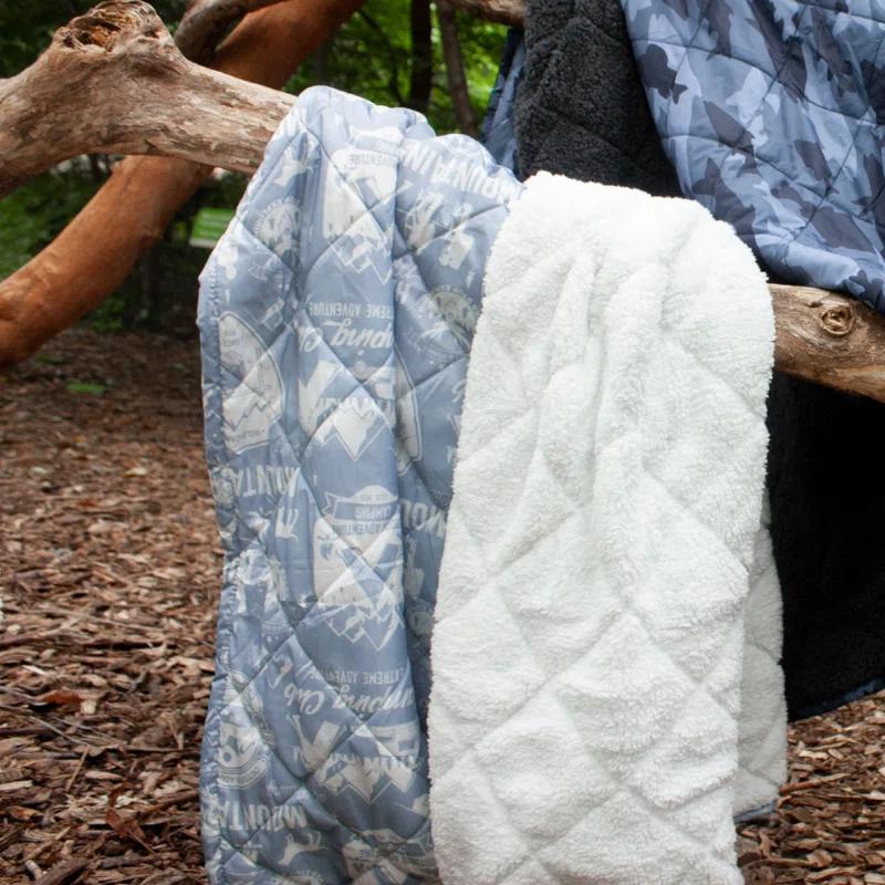 Coleman Coleman Reversible Water Resistant Nylon and Sherpa Diamond Quilted Indoor/Outdoor Throw/Picnic Blanket