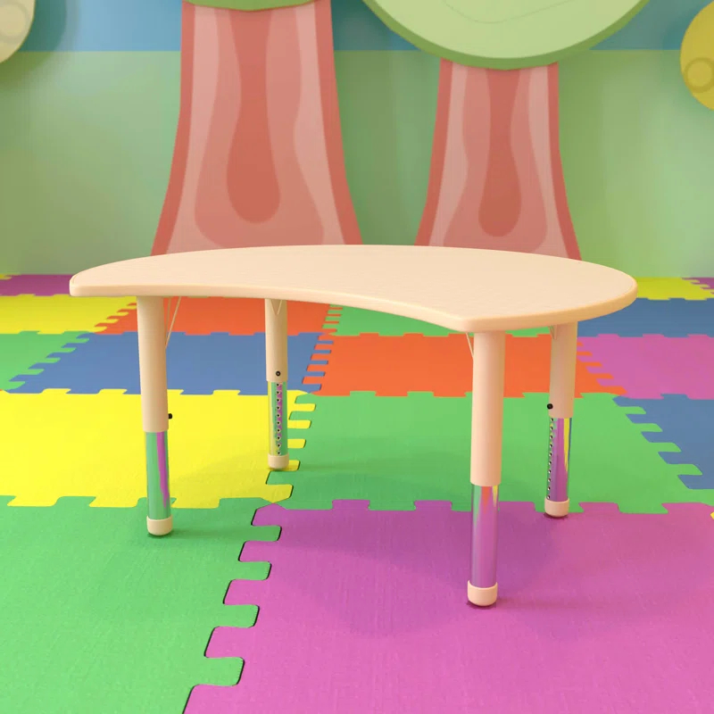 Flash Furniture Goddard 25.125"W x 35.5"L Crescent Plastic Adjustable Activity Table-Seats 4