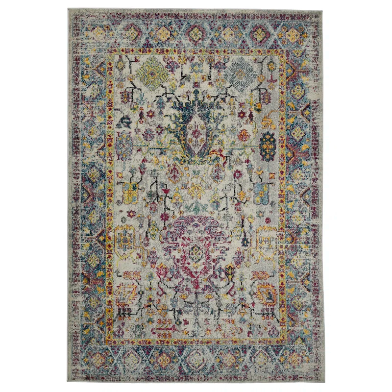 AMER Rugs Alyssa Transitional Bordered Durable Performance Multicolor Area Rug