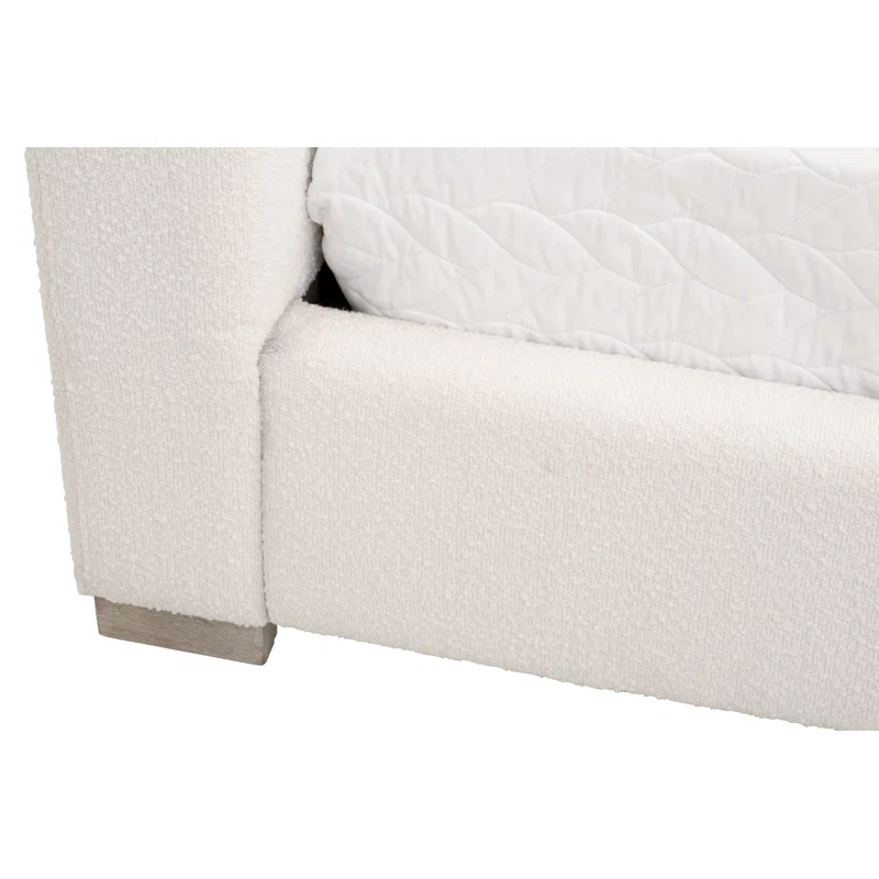 King Size Oak Frame Upholstered Bed in Performance Boucle Snow