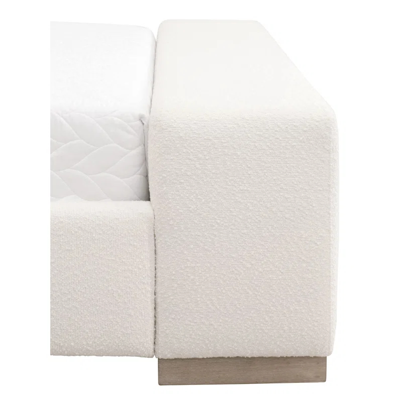 King Size Oak Frame Upholstered Bed in Performance Boucle Snow
