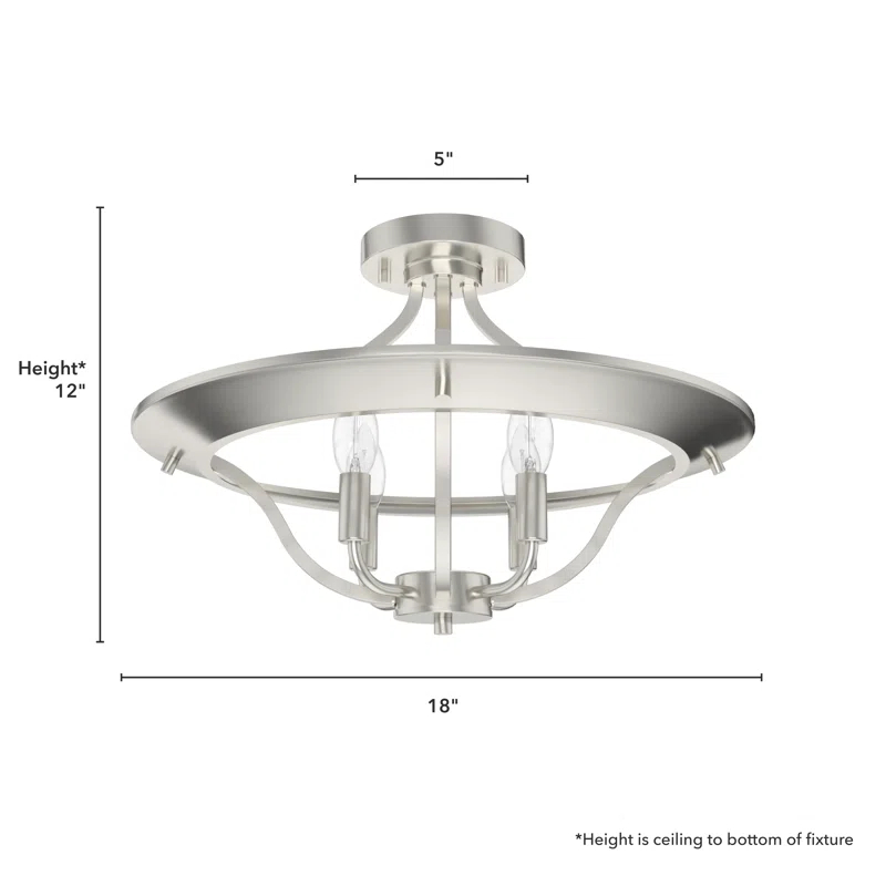 Hunter Fan Perch Point 4 Light Semi Flush Mount