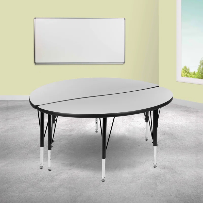 Flash Furniture Goddard Half Circle Wave Collaborative Adjustable Height Activity Table