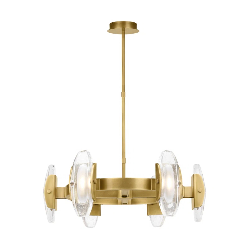Wythe Medium Plated Brass and Glass LED Chandelier