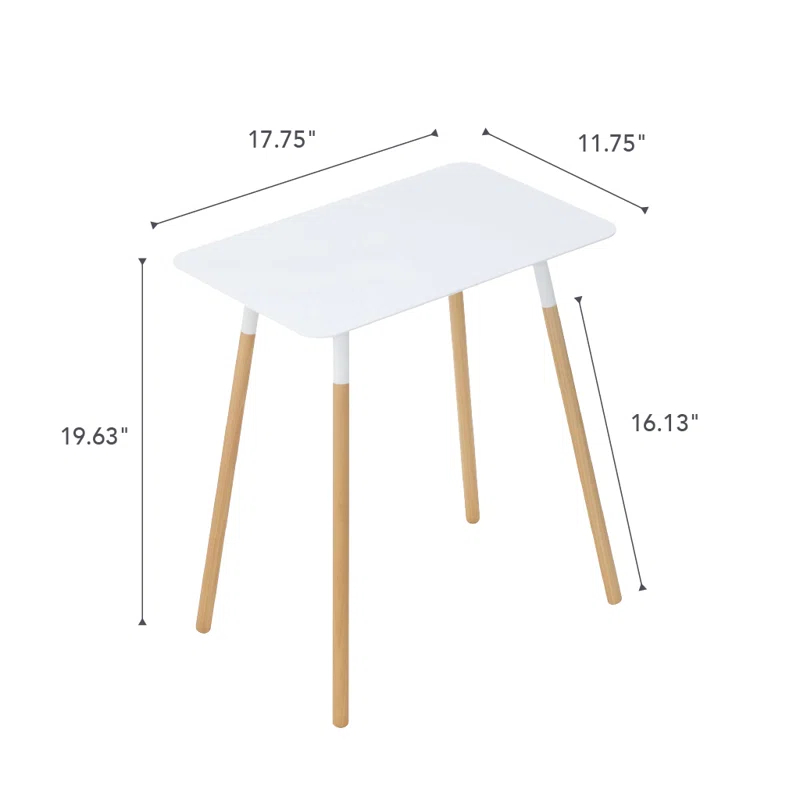 Yamazaki Home Modern Rectangular Side Table For Living Room Or Small Bedside Steel + Wood End Table