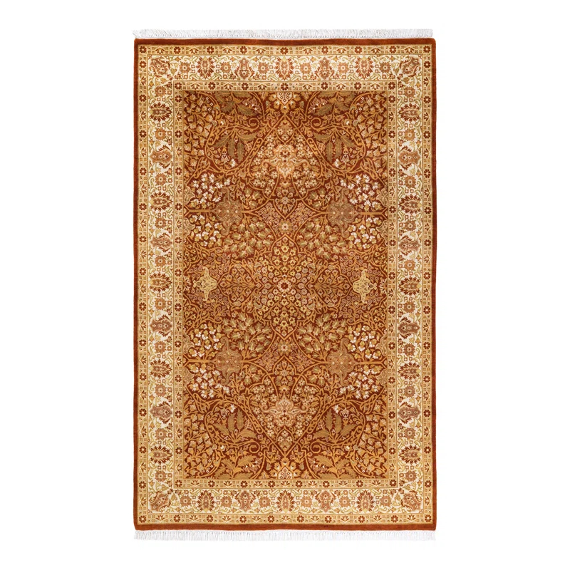 The Twillery Co.® One-of-a-Kind Hayner Hand-Knotted 4'7" x 7'5" Wool Area Rug in Orange