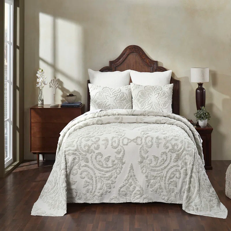 100% Cotton 3 Piece Chenille Bedspreads & Coverlet, Machine Washable Bedding Sets (Set of 3)