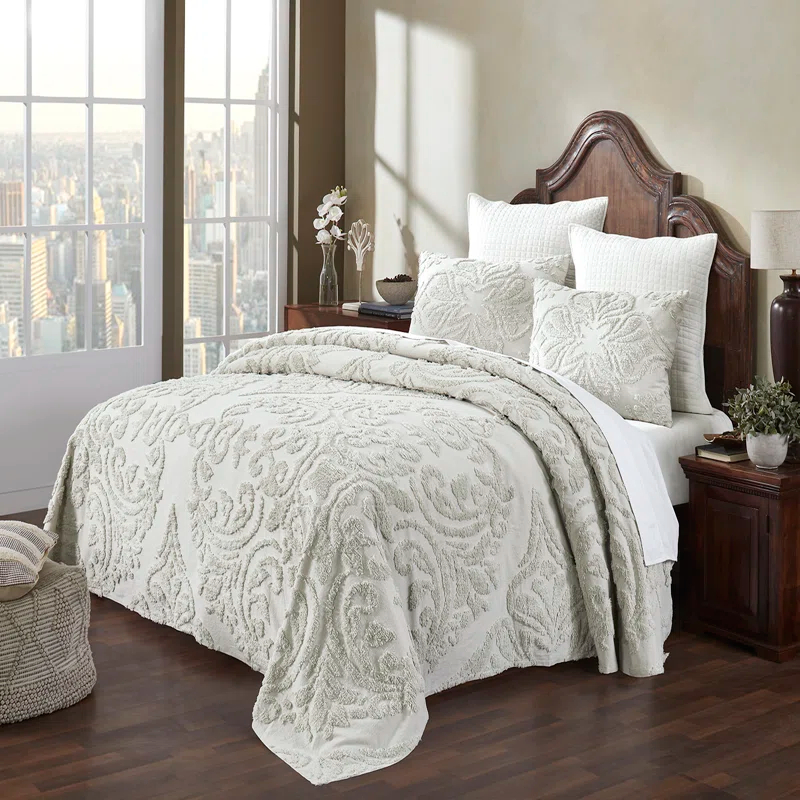 100% Cotton 3 Piece Chenille Bedspreads & Coverlet, Machine Washable Bedding Sets (Set of 3)