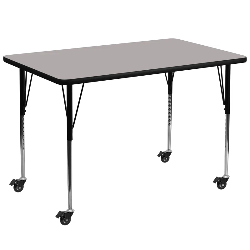Flash Furniture Goddard Mobile 24''W x 48''L Rectangular HP Laminate Activity Table - Adjustable Legs
