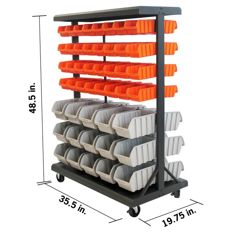 Trinity TRINITY Dual-Sided Mobile Bin Rack (35.5 in. W x 48.5 in. H x 19.75 in. D)