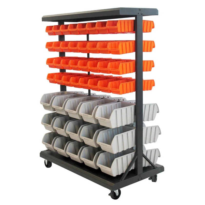 TRINITY Dual-Sided Mobile Bin Rack (35.5 in. W x 48.5 in. H x 19.75 in. D) & Reviews | Wayfair