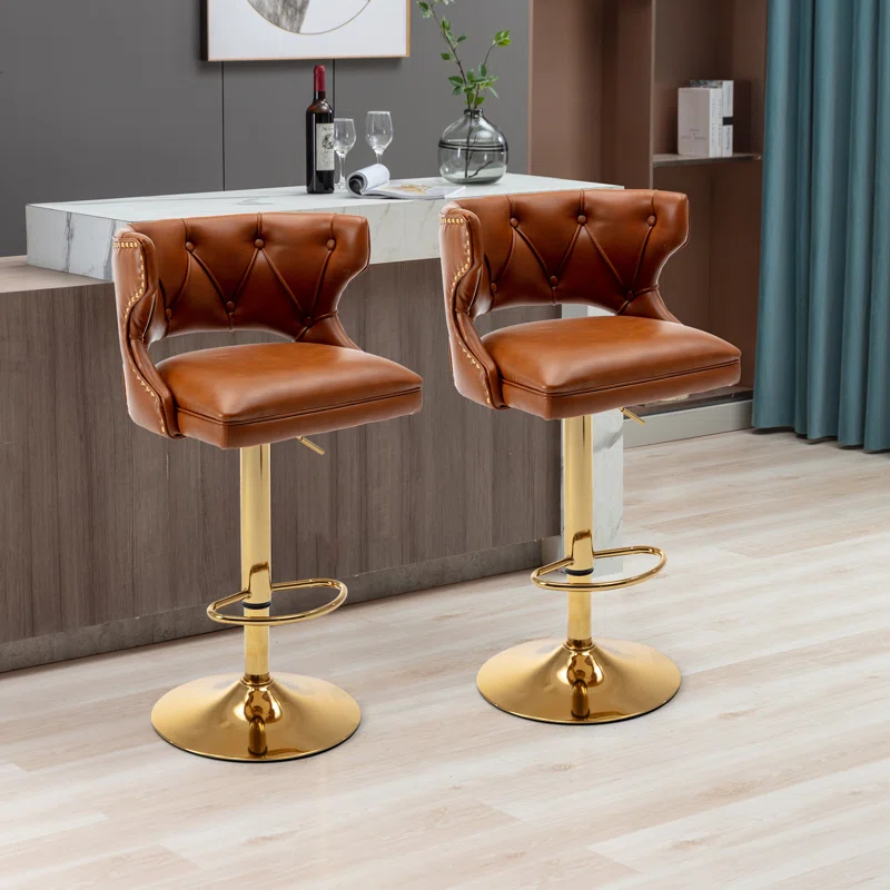 Rosdorf Park Swivel Adjustable Height Counter Stool (Set of 2)
