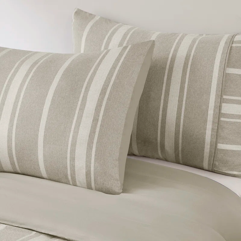 Kent 3 Piece Striped Herringbone Oversized Comforter Set