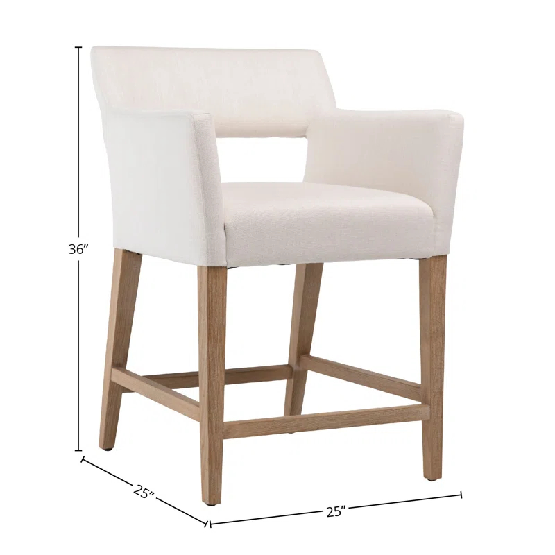 Joseph Brushed Brown Oak Wood Counter Stool