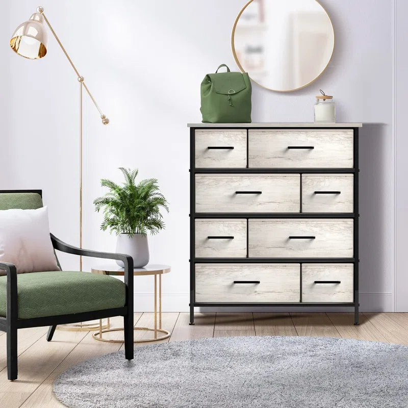 Sorbus Sorbus 8 Drawers Dresser with Steel Frame and Wood Top in Rustic