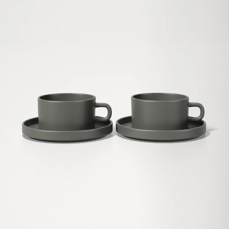 PILAR Stoneware Teacup & Saucer (Set of 2)