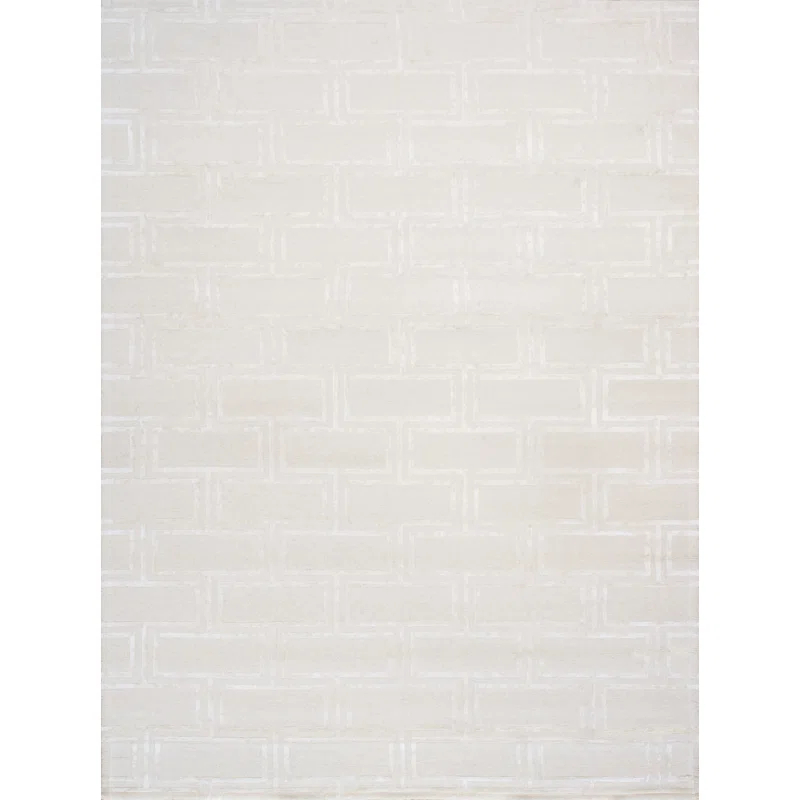 Hand-Tufted Bamboo Silk & Wool Ivory Area Rug