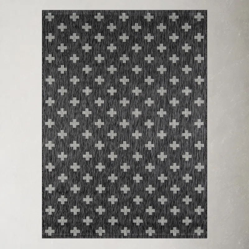 Umbria Striped Charcoal Indoor / Outdoor Area Rug
