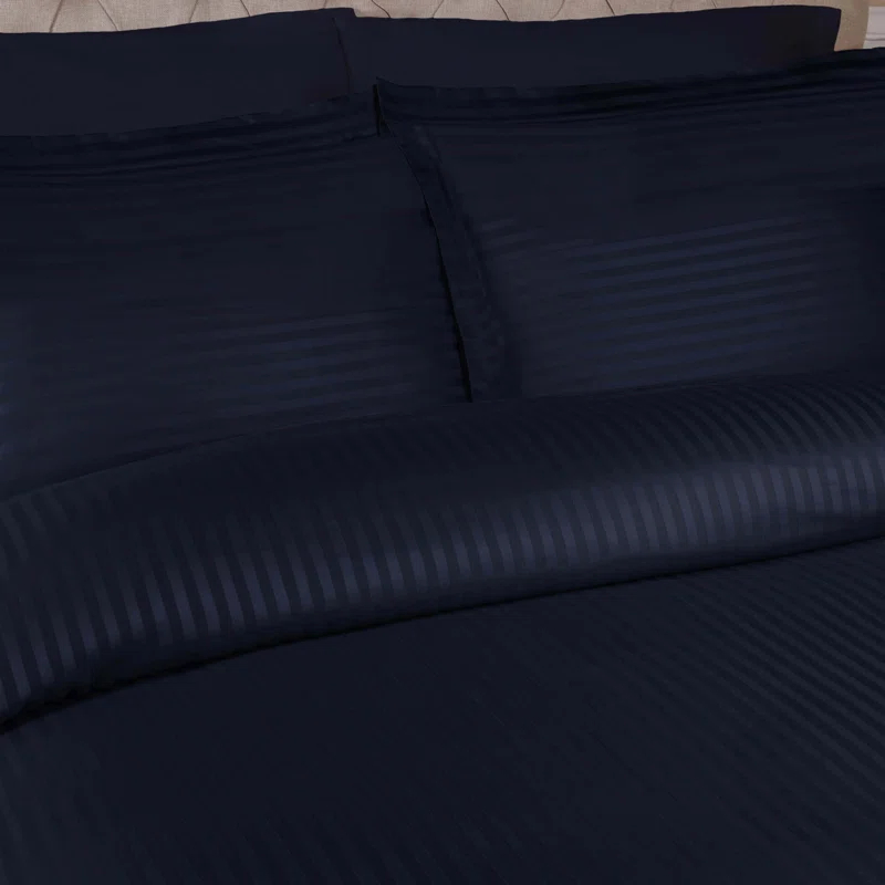 Superior 300 Thread Count Duvet Cover Set, Navy Blue, King/ California King