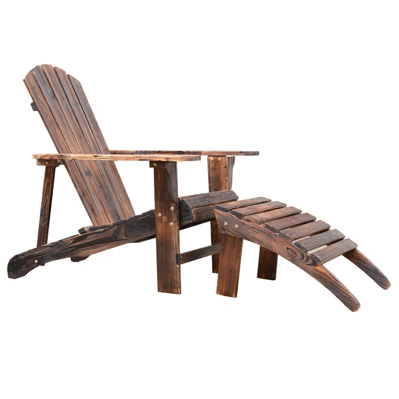 Wood Adirondack Chair with Ottoman