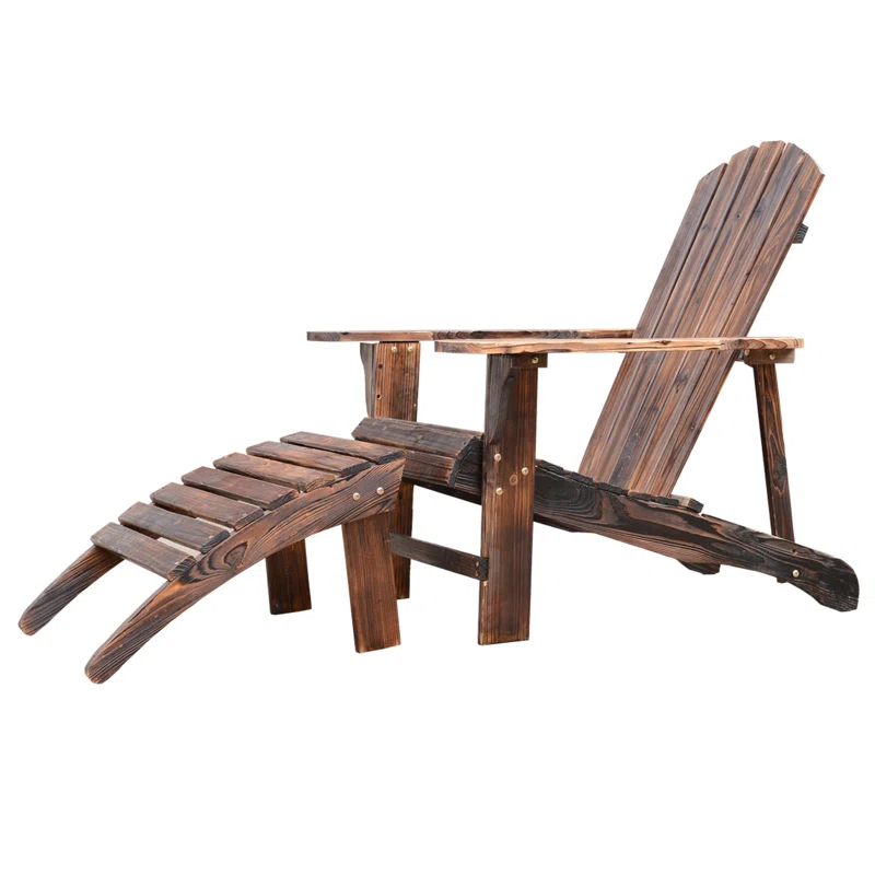 Wood Adirondack Chair with Ottoman